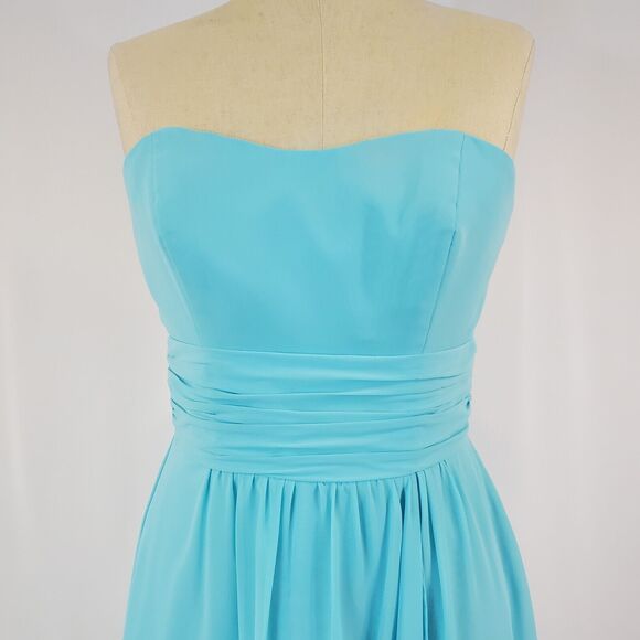 Alfred Angelo Strapless Midi Dress Asymmetric Hem Sz 4 Blue Whimsy Fairy Wedding - Picture 3 of 13